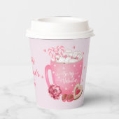 Valentijnse hete cacao, zoetstoffen en behandeling papieren bekers (Achterkant)