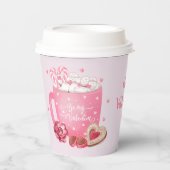 Valentijnse hete cacao, zoetstoffen en behandeling papieren bekers (Voorkant)