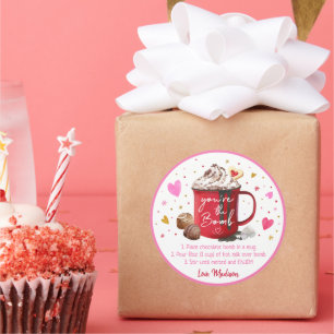Valentijnse Hot Chocolade Bomb Pink Gold Hearts Ronde Sticker