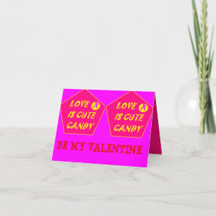 Valentijnse hot pink en banaan bedrukt schattig bedankkaart