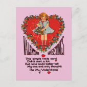 Valentijnse Kaart Heart Wreath and Girl (Voorkant)