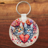 Valentijnse katten met hart sleutelhanger (Voorkant)