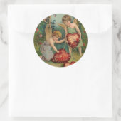  Valentijnse kerubben met hart Ronde Sticker (Tas)