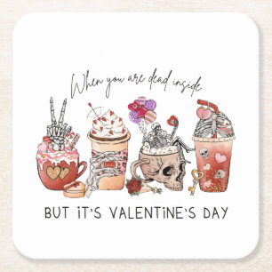 Valentijnse koffie VALENTIJNSDAG Vierkante Kartonnen Onderzetter