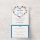 Valentijnse  Liefde Bloemen Bloom Bruiloft All In One Uitnodiging (Binnen)