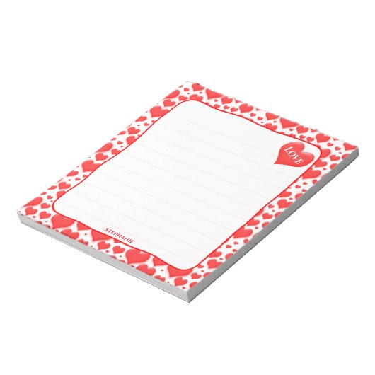 Valentijnse lijst | Red Floating Hearts Pattern Notitieblok (Gedraaid)