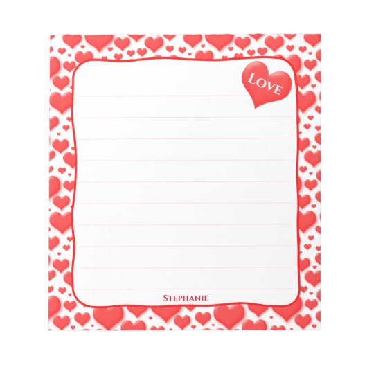 Valentijnse lijst | Red Floating Hearts Pattern Notitieblok (Voorkant)