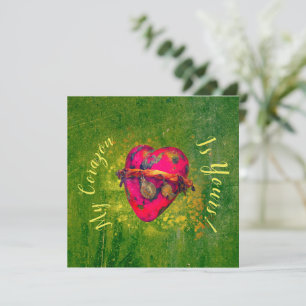 Valentijnse Mexicaanse rode hartkaart W/Groene ka Kaart