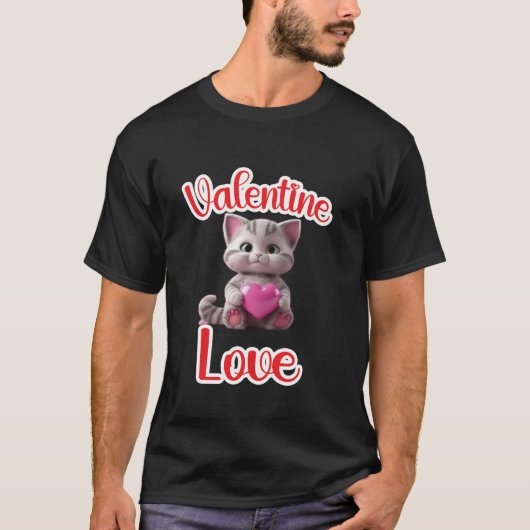 Valentijnse  minnaar katten Kat grappig Lange Mouw T-shirt (Voorkant)