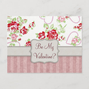 Valentijnse - Monogram voor hart, Rozen en strips Feestdagenkaart