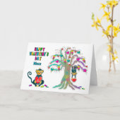 Valentijnse Niece Kinder Monkey Heart Tree Card Kaart (Gele Bloem)