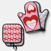 Valentijnse   ovenwant & pannenlap set (Voorkant / Achterkant)