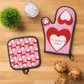 Valentijnse   ovenwant & pannenlap set (Top down)