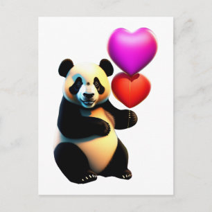 Valentijnse Panda & hartballon, Valentijnsdag Briefkaart