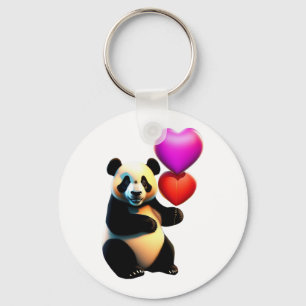 Valentijnse Panda & hartballon, Valentijnsdag Sleutelhanger