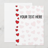 Valentijnse  Rode Hart Patroon Aankondiging (Voorkant / Achterkant)