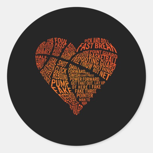 Valentijnse Romance hart basketbal hoepels plezier Ronde Sticker (Voorkant)