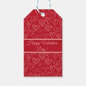 Valentijnse  rood hartpatroon cadeaulabel (Voorkant)