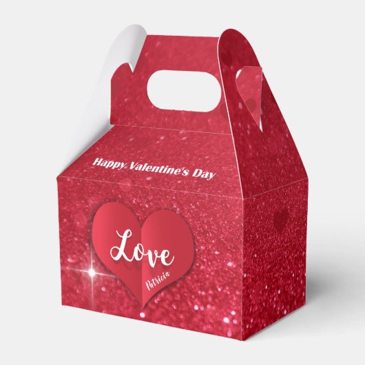 Valentijnse  Rood papier Hart Glitter Favor Box Ga Bedankdoosjes (Achterkant)