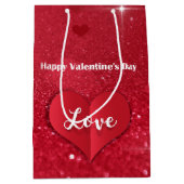 Valentijnse  Rood papier hart glitter medium gesch Cadeauzakje (Voorkant)