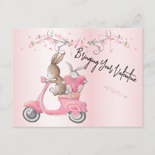 Valentijnse Roze brommerharten Briefkaart