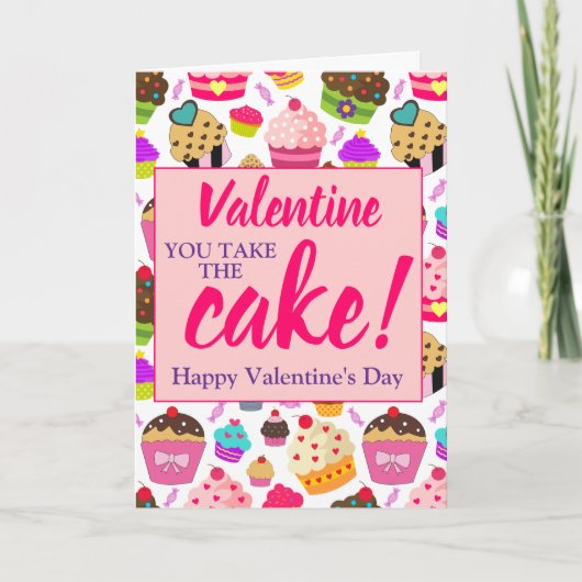 Valentijnse roze U neemt de Cake Kaart (Voorkant)