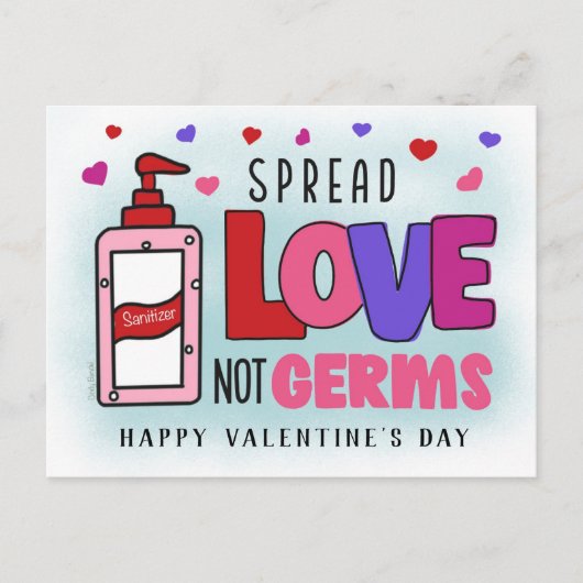 Valentijnse Sanitizer Spread Love Not Germs Briefkaart (Voorkant)