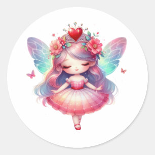 Valentijnse Schattige fee Ronde Sticker