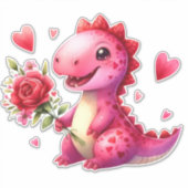 Valentijnse Schattigee Anime dinosaurus Sticker (Voorkant)