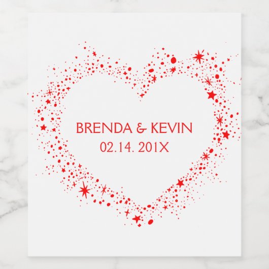 Valentijnse Sjabloon Rode Hart Tekst Wijn Etiket (Enkel label)