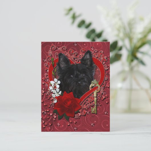 Valentijnse - Sleutel tot Mijn Hart - Cairn Terri Feestdagenkaart (Staand voorkant)