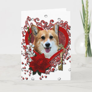 Valentijnse - Sleutel tot mijn hart - Corgi - Owen Feestdagen Kaart