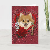 Valentijnse - Sleutel tot mijn hart - Pomeranian Feestdagen Kaart (Voorkant)