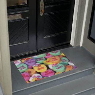 Valentijnse snoepjes harten deurmat