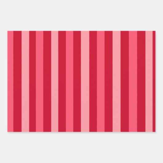 Valentijnse  Strepen van Rood en Roze Inpakpapier Vel (Voorkant 2)
