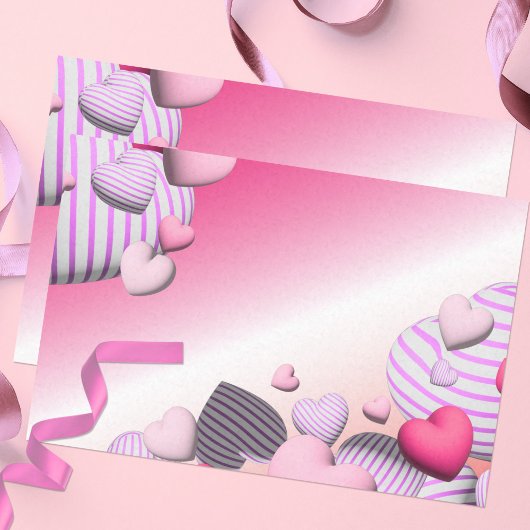 Valentijnse strips met roze en witte hartballonnen tissuepapier