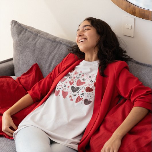 Valentijnse thema rode harten Tri-Blend shirt