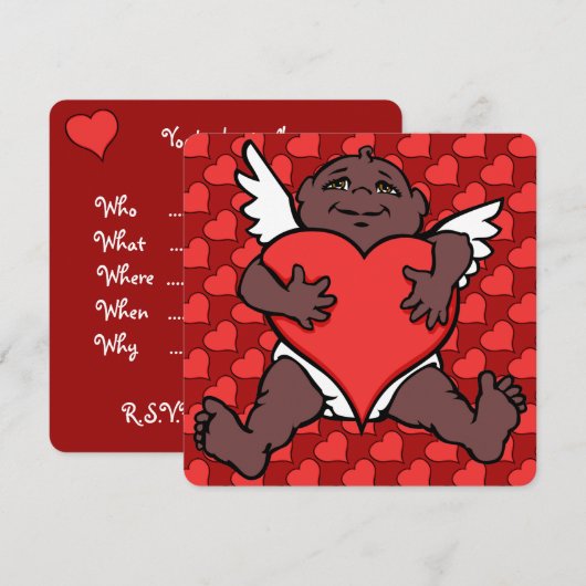 Valentijnse uitnodigingen Afrikaanse Cupid-Kaarten (Voorkant / Achterkant)