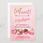 Valentijnse Valentijn meisje 2e verjaardagsuitnodi Kaart (Voorkant / Achterkant)