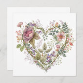 Valentijnse van Floral Heart Kaart (Voorkant / Achterkant)