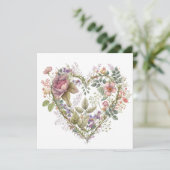 Valentijnse van Floral Heart Kaart (Staand voorkant)