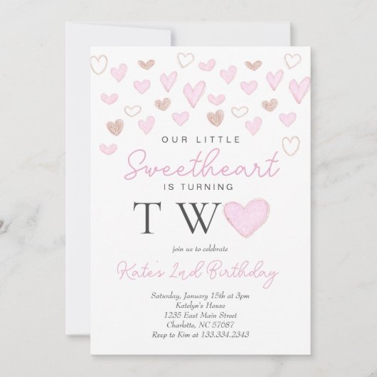 Valentijnse verjaardagsuitnodiging kaart (Voorkant)