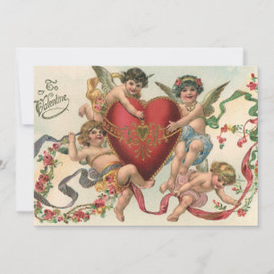 Valentijnse , Victoriaans engelen Cherubs hart Kaart