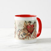 Valentijnse , Victoriaans engelen Cherubs hart Mok (Voorkant rechts)