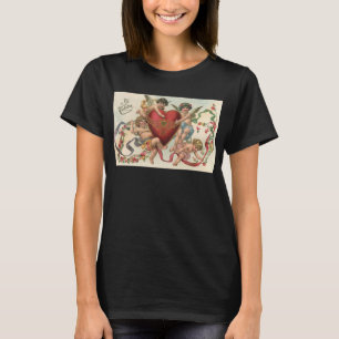 Valentijnse , Victoriaans engelen Cherubs hart T-shirt