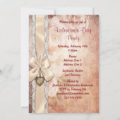 Valentijnse Vintage Damask Rozen & Bow Kaart (Achterkant)