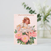 Valentijnse vintages begroeten schatje briefkaart (Staand voorkant)