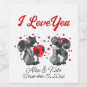 Valentijnse wasbeer wijn etiket (Enkel label)