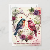 Valentijnse Waterverf vogels Feestdagenkaart (Voorkant / Achterkant)
