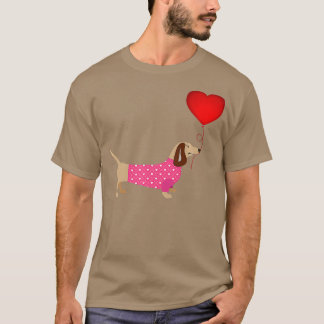 Valentijnse Weiner Daschund Doxie in de Dog Dress T-shirt